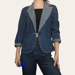 Shaver Lake 90s vintage reversible denim striped blazer - small